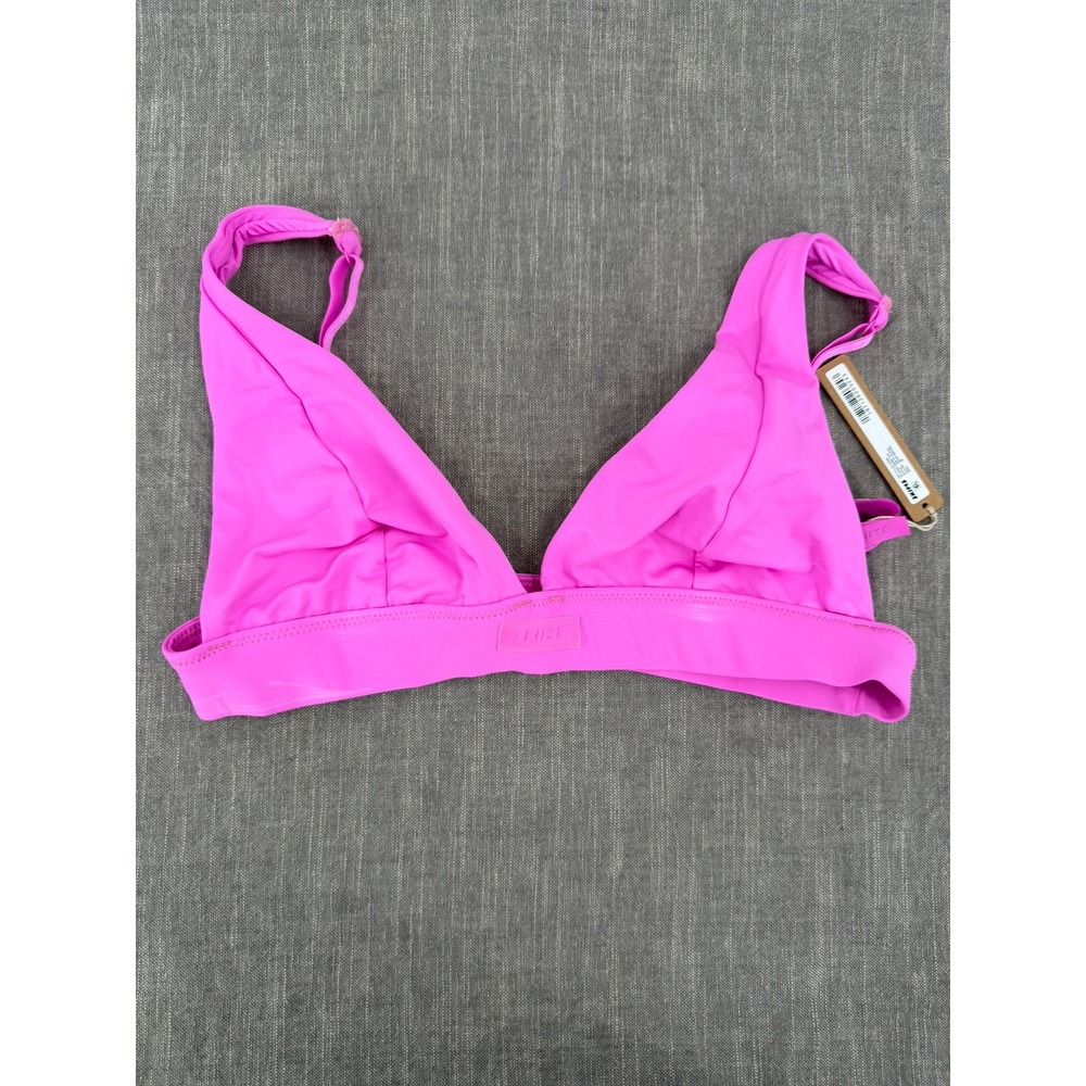 SKIMS Recycled Swim Plunge Bikini Top Adjustable Straps Neon Orchid Size M NWT